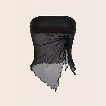 Tarpvalstybiniai Europos ir Amerikos drabužiai 2024 m. vasarai Nauji grynos spalvos šoniniai raišteliai su plyšiais asimetriniai ploni vamzdelio formos viršūnės