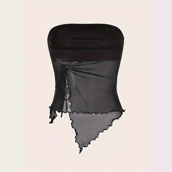 Tarpvalstybiniai Europos ir Amerikos drabužiai 2024 m. vasarai Nauji grynos spalvos šoniniai raišteliai su plyšiais asimetriniai ploni vamzdelio formos viršūnės