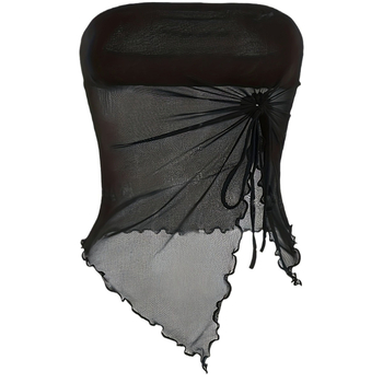 Tarpvalstybiniai Europos ir Amerikos drabužiai 2024 m. vasarai Nauji grynos spalvos šoniniai raišteliai su plyšiais asimetriniai ploni vamzdelio formos viršūnės