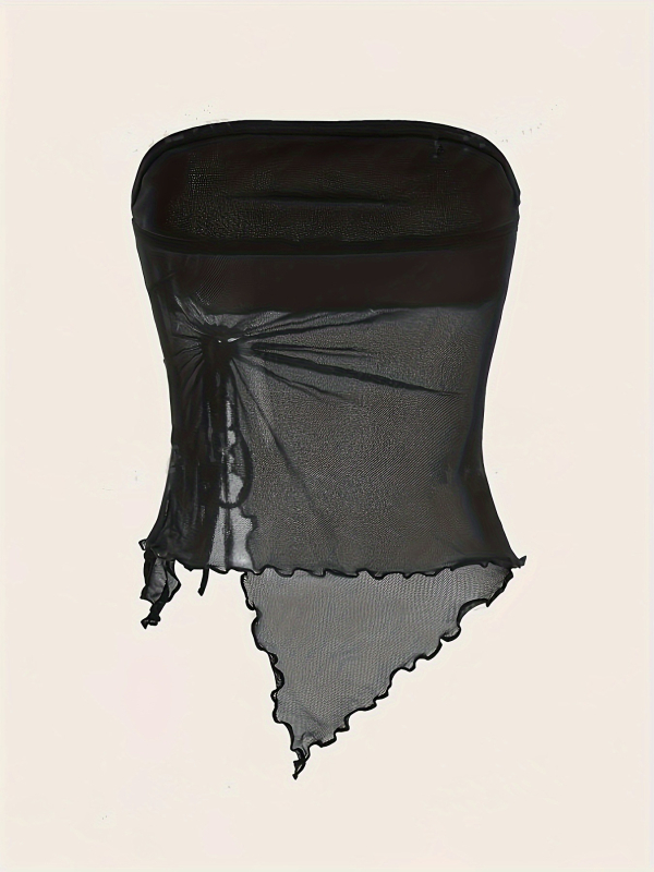 Tarpvalstybiniai Europos ir Amerikos drabužiai 2024 m. vasarai Nauji grynos spalvos šoniniai raišteliai su plyšiais asimetriniai ploni vamzdelio formos viršūnės