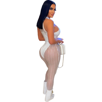 DN8684 Директна доставка от Amazon през граница, доставка, европейски и американски дамски секси мрежест гащеризон с райета