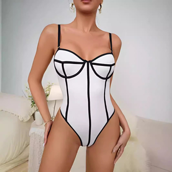 Határokon átnyúló női ruházat, európai és amerikai Spice Girls, új kontrasztos színű, alakformáló Siaman szexi, feszes, üreges, hát nélküli overall 2024