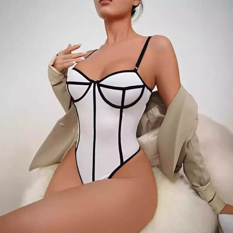 Határokon átnyúló női ruházat, európai és amerikai Spice Girls, új kontrasztos színű, alakformáló Siaman szexi, feszes, üreges, hát nélküli overall 2024
