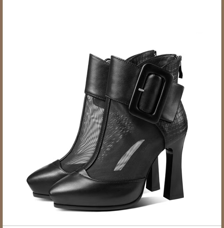 Külkereskedelmi molett hálós csizma női magas sarkú 2025 tavaszi határokon átnyúló új hegyes tűsarkú vízálló platform menő csizma raktáron