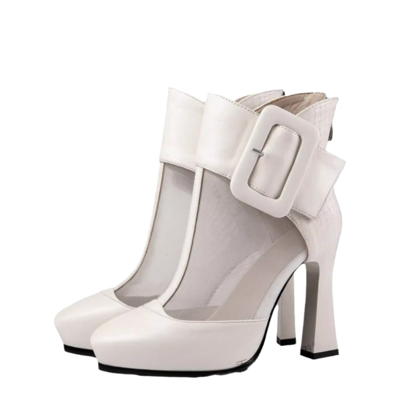 Külkereskedelmi molett hálós csizma női magas sarkú 2025 tavaszi határokon átnyúló új hegyes tűsarkú vízálló platform menő csizma raktáron