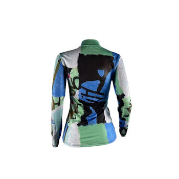 Határokon átnyúló európai és amerikai női divatos, lezser, színes mintás, hosszú ujjú felső