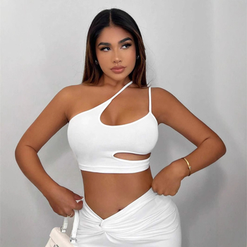 Ευρώπη και Ηνωμένες Πολιτείες διασυνοριακό σέξι μικρό γιλέκο με λοξούς ώμους Amazon 2025 νέα ακανόνιστη κοντή κορυφή γυναικών χονδρικής ζεστά κορίτσια