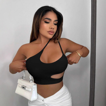 Ευρώπη και Ηνωμένες Πολιτείες διασυνοριακό σέξι μικρό γιλέκο με λοξούς ώμους Amazon 2025 νέα ακανόνιστη κοντή κορυφή γυναικών χονδρικής ζεστά κορίτσια