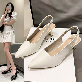 Γυναικεία Σανδάλια Άνοιξη και Καλοκαίρι 2025, Νέα Στυλ, Μυτερές Μύτες, Κορεάτικο Στυλ, Μεσαίο Τακούνι Στιλέτο, Γυναικεία Παπούτσια Baotou με Κούφια Πλάτη και Ρηχό Στόμα, Μοντέρνα