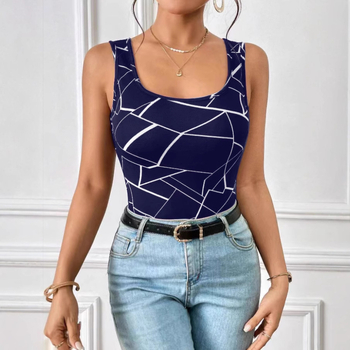 2025 Új, határokon átnyúló, elegáns nyomtatott női ruházat, európai és amerikai szexi, forró lányoknak való, karcsúsított, karcsúsított mellény