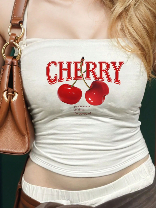 Európai és amerikai stílusú, gyümölcsmintás, karcsúsított, ujjatlan, pulóver, kis mellény, szexi, köldökhöz simuló, rövid, Spice Girl felső