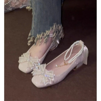 Νυφικά Παπούτσια Νυφικά Παπούτσια 2025 Νέα Ψηλοτάκουνα Παπούτσια με Χοντρό Τακούνι Νυφικό Xiuhe Νυφικό για Δύο Φορέματα Νυφικά Παπούτσια Χωρίς Κούραση Ποδιών Παπούτσια