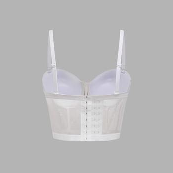 Lu Qiugo Camisola Sutien cu paiete și strasuri, lucrat manual, poate fi purtat în exterior, culoare pură, camisola mică pentru femei, Db1750