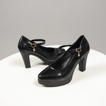 Μοντέρνα παπούτσια με χαμηλό ντεκολτέ και χοντρό τακούνι, φθινοπωρινά γυναικεία παπούτσια 2024, νέα κομψά επαγγελματικά παπούτσια με ψηλοτάκουνα πέδιλα