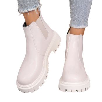 Határokon átnyúló, plus size külkereskedelmi 2024 új őszi és téli egyszínű, vastag sarok, vastag talpú Martin csizma, európai és amerikai női divatos rövid csizma