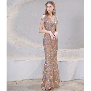 Haljina s ribljim repom koja steže struk, nova proljetna banketna elegantna seksi haljina s ribljim repom za tešku industriju, večernja haljina za voditeljicu iz visokog društva, 2025.