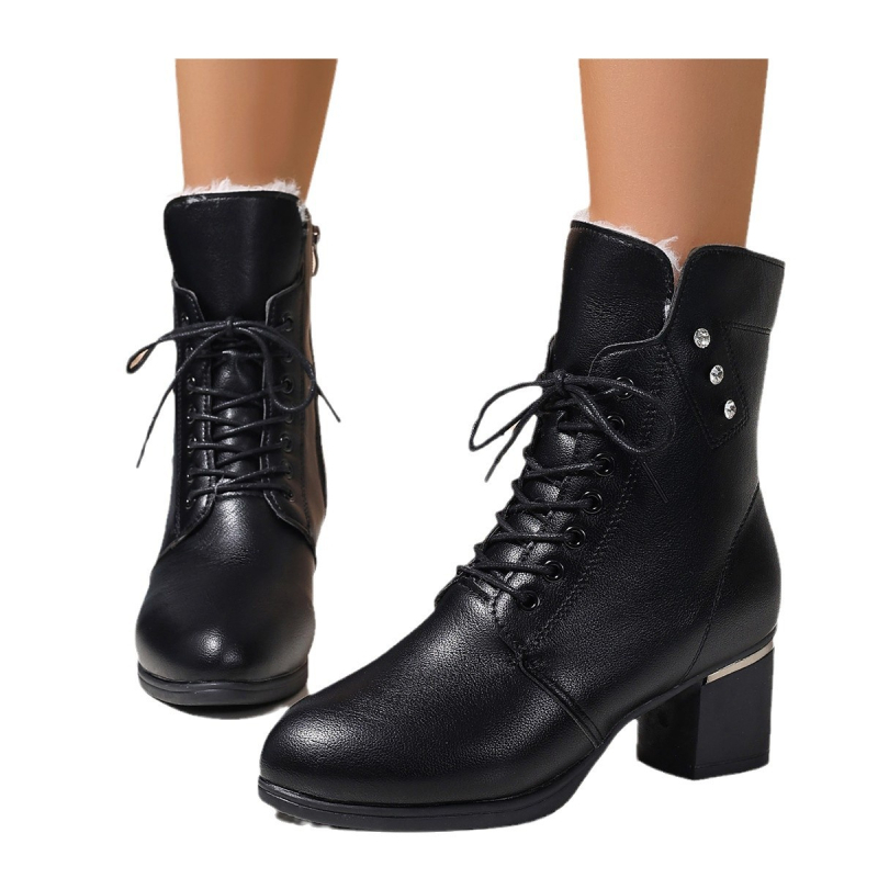 2024 őszi és téli új külkereskedelmi divatos plus size vastag sarkú Martin csizma női brit szélálló cipzáras csizma