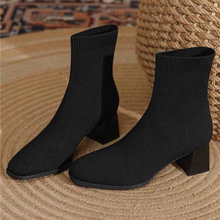 2024. gada rudens un ziema Jauni plāni zābaki Elastīgi zābaki Sieviešu zeķes līdz ikru apakšai, vidēja papēža zeķes, adītas zeķes, zābaki, biezs papēdis, augstpapēžu puszābaki