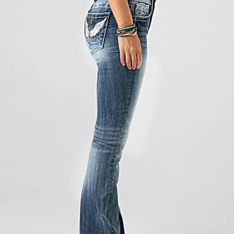 Hímzett farmernadrágok kizárólag európai és amerikai nők számára az Amazonon, strapabíró, mosott, rugalmas farmernadrágok, karcsúsító utcai stílus