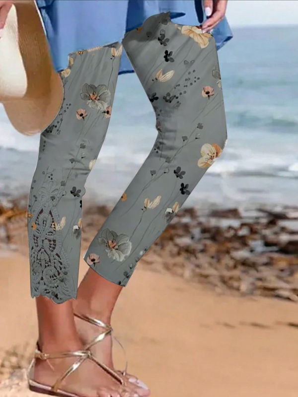 2024 nyári új, határokon átnyúló, európai és amerikai Amazon wish strandnadrág, csipkevarrásos női nadrág X1912