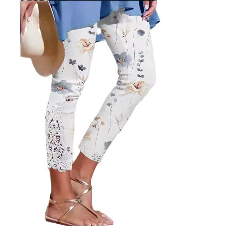 2024 nyári új, határokon átnyúló, európai és amerikai Amazon wish strandnadrág, csipkevarrásos női nadrág X1912