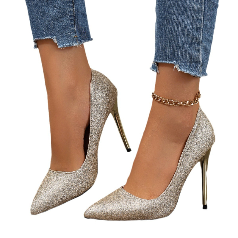 Pantofi de damă cu toc înalt și toc stiletto, stil comercial exterior, mărime plus, tocuri înalte, toc înalt, pantofi de nuntă pentru domnișoare de onoare, toc stiletto superficial, tocuri înalte