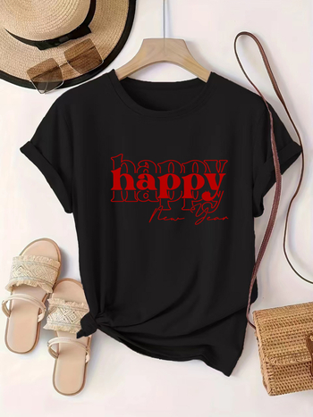 Határokon átnyúló Európa és Amerika Boldog Új Évet 2025 Év Boldog Új Évet Mintás Női Póló Szabadidő