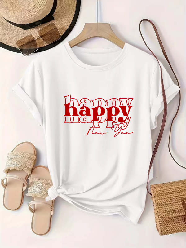 Határokon átnyúló Európa és Amerika Boldog Új Évet 2025 Év Boldog Új Évet Mintás Női Póló Szabadidő