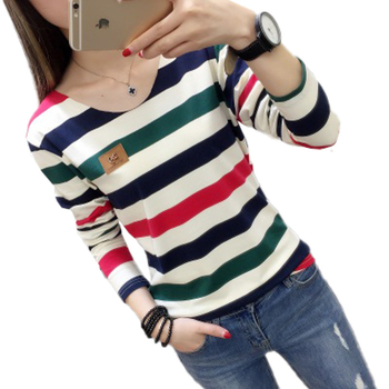 Didmeninė prekyba 2022 m. rudens naujo korėjietiško stiliaus ploni dryžuoti ilgarankoviai marškinėliai moterims studentams universalūs viršutiniai drabužiai moteriški apatiniai marškinėliai