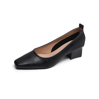 Γυναικεία παπούτσια με χαμηλό τακούνι σε γαλλικό στιλ, καλοκαίρι 2024, νέα παπούτσια εργασίας με τετράγωνη μύτη, με χοντρό τακούνι 4143, για μεγάλα μεγέθη, γυναικεία παπούτσια