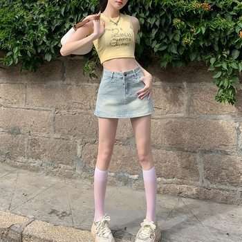 Magas derekú farmer szoknya Női nyári 2024 új A-vonalú szoknya Kis méretű, dögös lányos csípőszoknya Tavasz és ősz