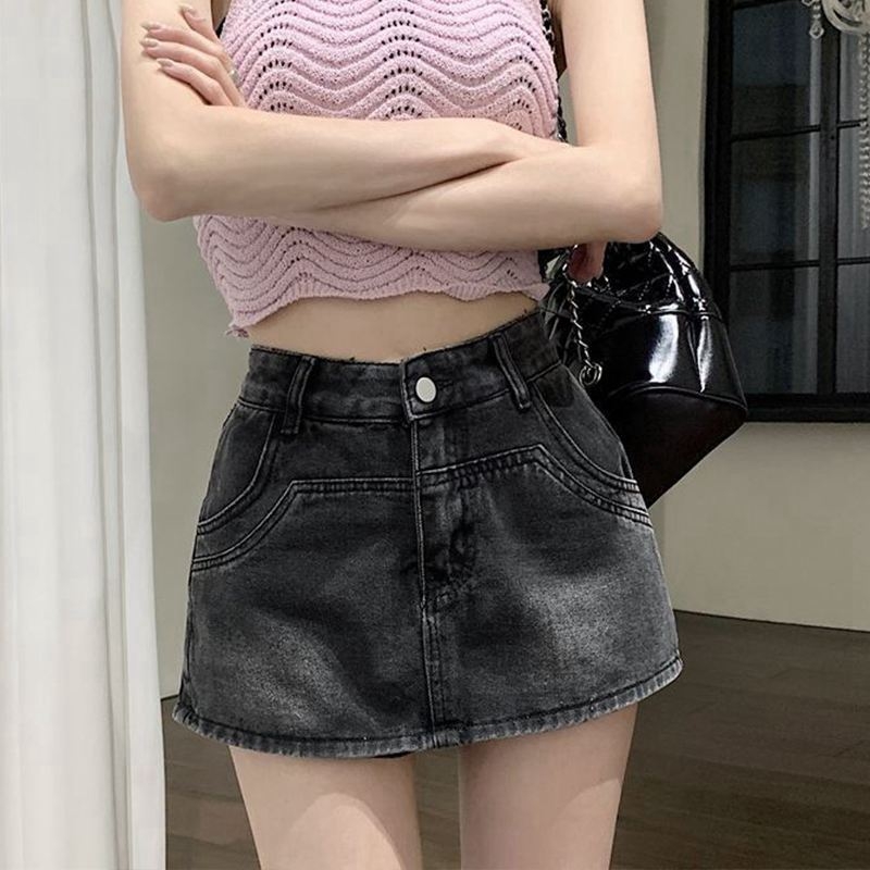 Magas derekú farmer szoknya Női nyári 2024 új A-vonalú szoknya Kis méretű, dögös lányos csípőszoknya Tavasz és ősz