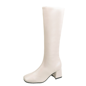 Női csizmák 2025 Ősz és Tél Új Oldalcipzáras Csizmák Női Térdig Érő Magas Lovagcsizma Vastag Sarkú Szögletes Orrú Csizma