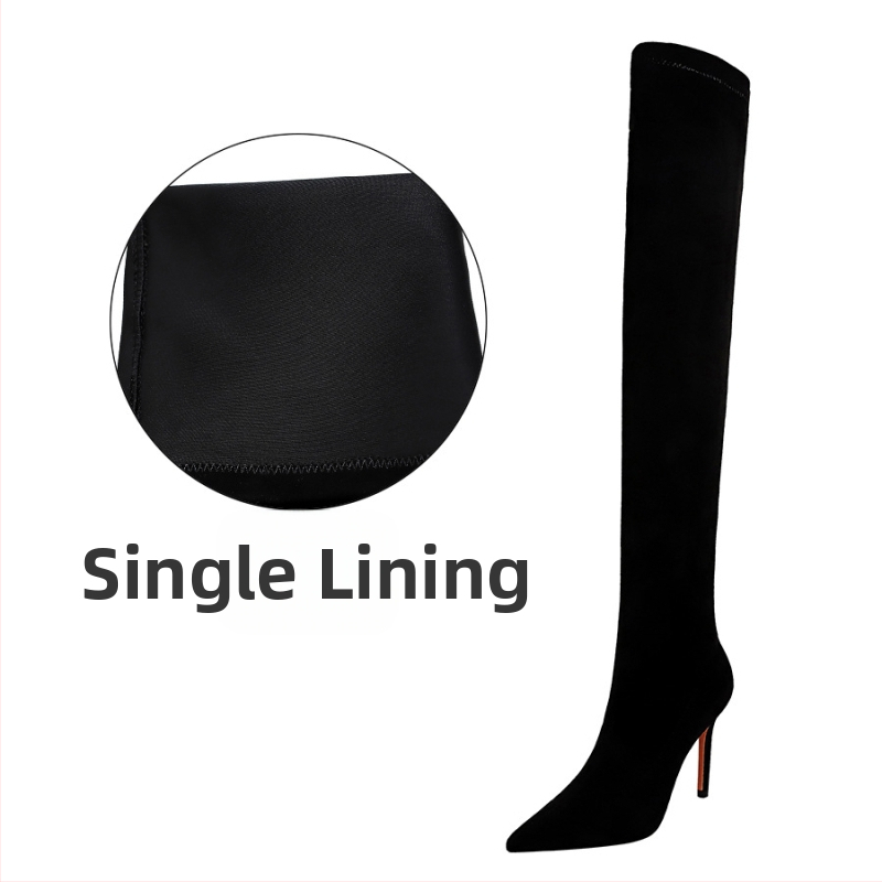 Szexi, elegáns, velúr, karcsúsító, térdig érő, tűsarkú, női csizma, európai és amerikai divatos, egyszerű téli, magasságnövelő.