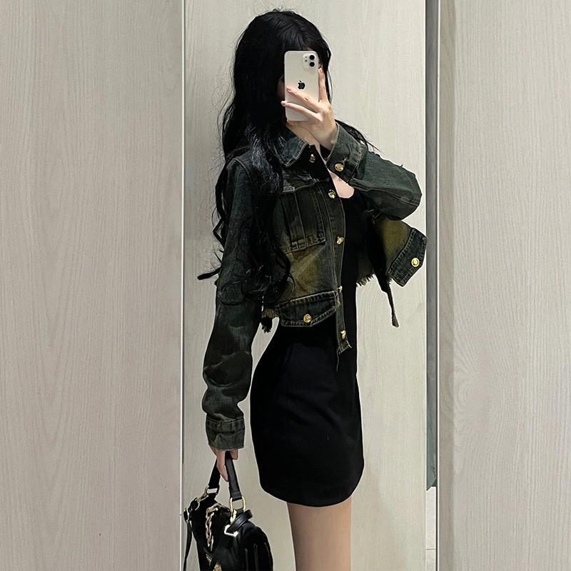 Γυναικείο κοντό τζιν παλτό American Retro, άνοιξη και φθινόπωρο 2025, νέο στυλ, μικρό, ταιριαστό μπουφάν