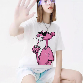 100 % grynos medvilnės, saldaus, gaivaus rašto, viršutiniai drabužiai, mažinantys amžių, laisvi, liekninantys, vėsūs, kasdieniai, patogūs, apvali iškirpte, trumpomis rankovėmis.