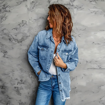 Γυναικείο Πουκάμισο American Denim Φθινόπωρο/Χειμώνας 2024, Νέο, Μικρό Πουκάμισο με Μακρυμάνικο POLO και Γιακά