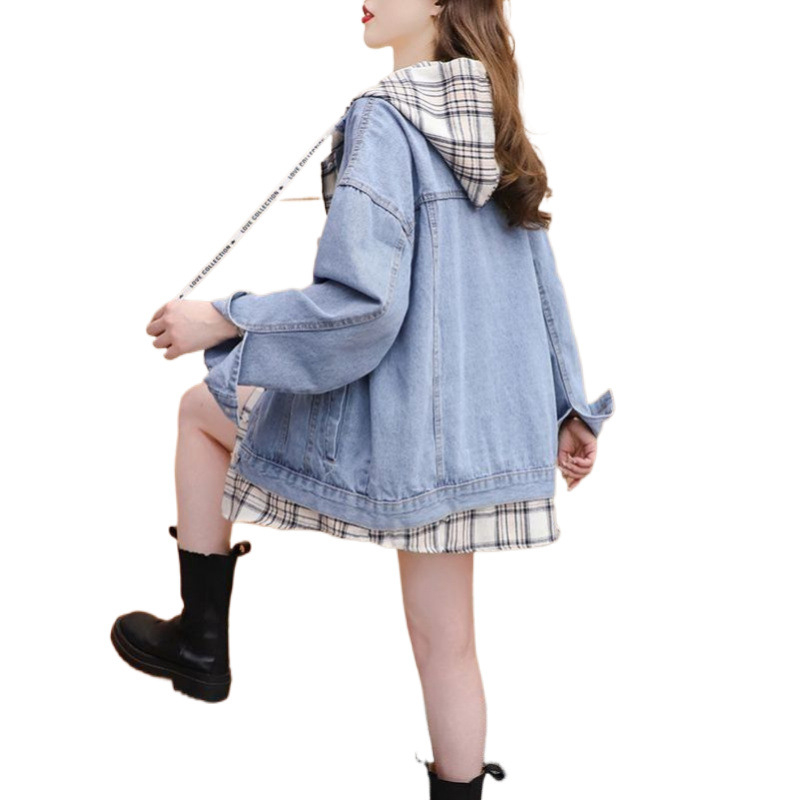 Γυναικείο τζιν παλτό με χαλαρό, φαρδύ, μπουφάν, μπουφάν, casual, σε στυλ, για την άνοιξη και το φθινόπωρο.