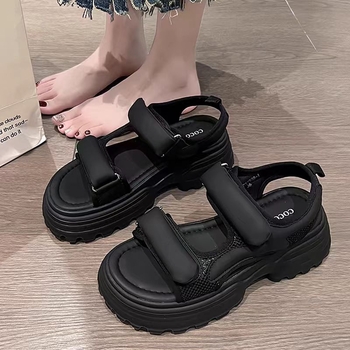 Női sportszandálok 2024 nyara Új internetes hírességek platform vastag talpú tépőzáras alkalmi puha talpú római strandcipők