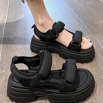 Női sportszandálok 2024 nyara Új internetes hírességek platform vastag talpú tépőzáras alkalmi puha talpú római strandcipők