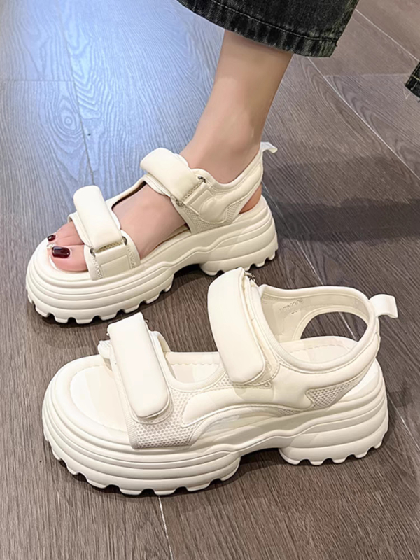 Női sportszandálok 2024 nyara Új internetes hírességek platform vastag talpú tépőzáras alkalmi puha talpú római strandcipők