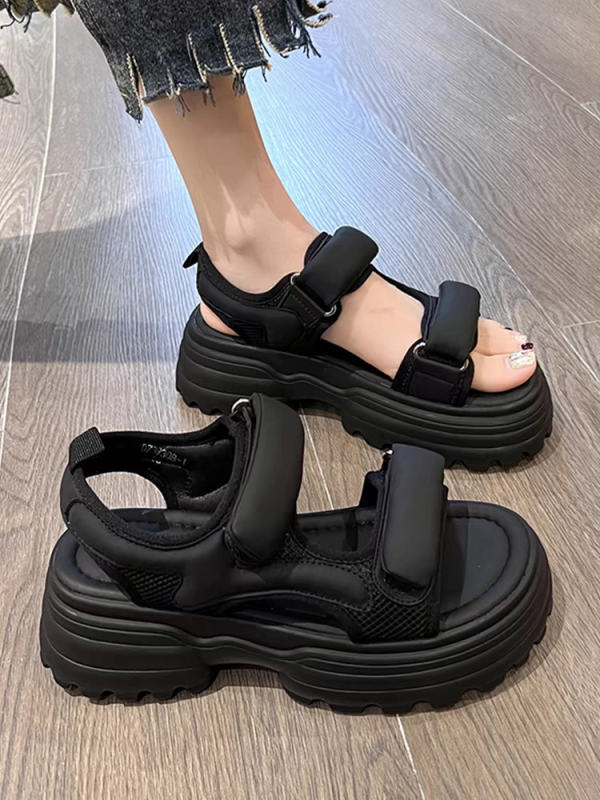 Női sportszandálok 2024 nyara Új internetes hírességek platform vastag talpú tépőzáras alkalmi puha talpú római strandcipők