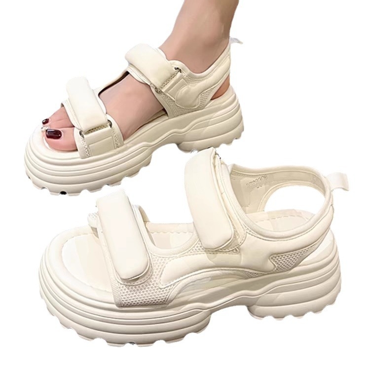 Női sportszandálok 2024 nyara Új internetes hírességek platform vastag talpú tépőzáras alkalmi puha talpú római strandcipők