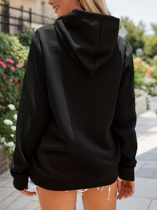 Európai méretű THIS DOG betűs mintás, lezser pulóver, női, hosszú ujjú, öves sapkás pulóver