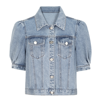 Γυναικείο τζιν μπουφάν σε vintage στυλ Χονγκ Κονγκ, άνοιξη και καλοκαίρι 2024, νέο, casual, all-match, κοντό μπουφάν για καθημερινές μετακινήσεις, μοντέρνο τοπ