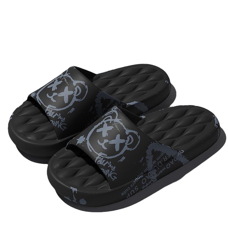 Szuper meleg papucsok férfi 2024 divatos nyári csúszásmentes vastag aljú szaggátló lépésálló érzés páros háztartási külső ruházati szandál férfiaknak