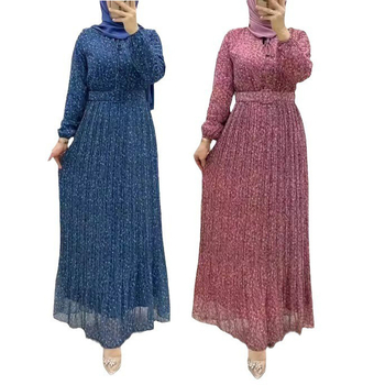 M2683 Határon Átnyúló Amazon Muszlim Női Új Sifon Virágmintás Köntös Divat Elegáns Ruha