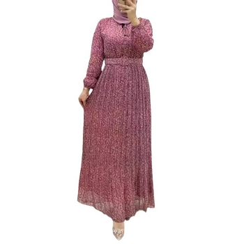 M2683 Határon Átnyúló Amazon Muszlim Női Új Sifon Virágmintás Köntös Divat Elegáns Ruha