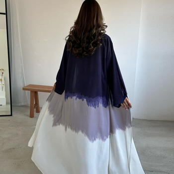 Διασυνοριακή ενδυμασία λατρείας νέου στυλ 2024 στη Μέση Ανατολή, κομψή μόδα, ανοιχτή πλακέτα, tie-dye, ντεγκραντέ, μακρύ φόρεμα