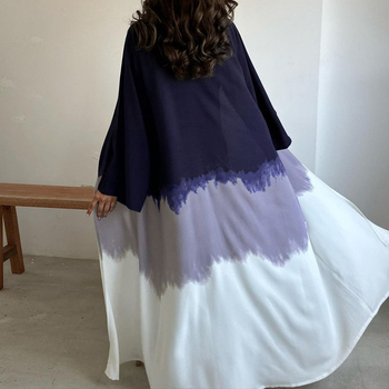 Διασυνοριακή ενδυμασία λατρείας νέου στυλ 2024 στη Μέση Ανατολή, κομψή μόδα, ανοιχτή πλακέτα, tie-dye, ντεγκραντέ, μακρύ φόρεμα